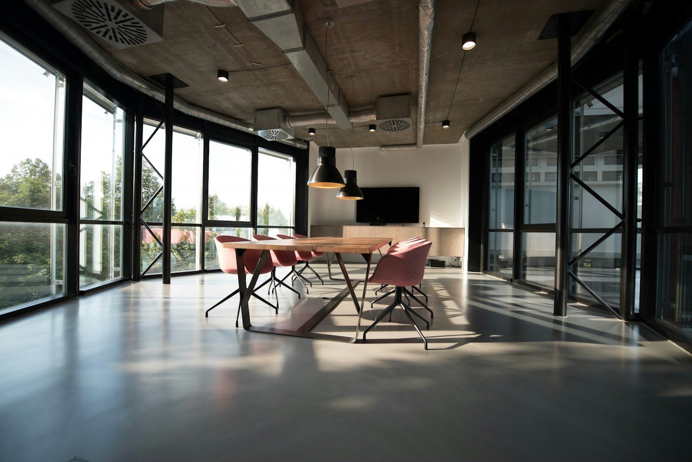 Modern office interior with natural light